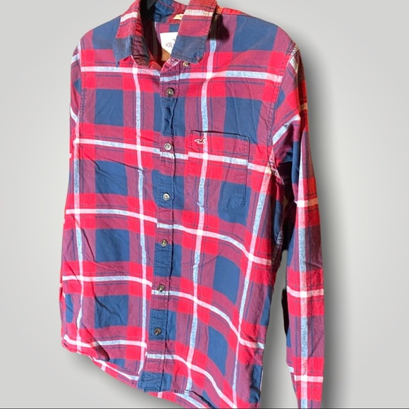 Hollister Plaid Button Down Shirt Red/Blue - Picture 2 of 9